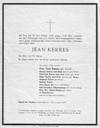 KERRES, Johann Nikolaus Hubert Maria (1879-1954) - Traueranzeige200