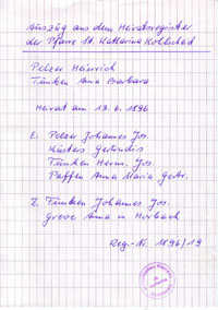 PELZER, Heinrich (1871-1946) - Heiratsregister200