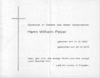 PELZER, Wilhelm (1900-1976) - Totenzettel200